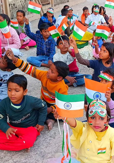 children with flag