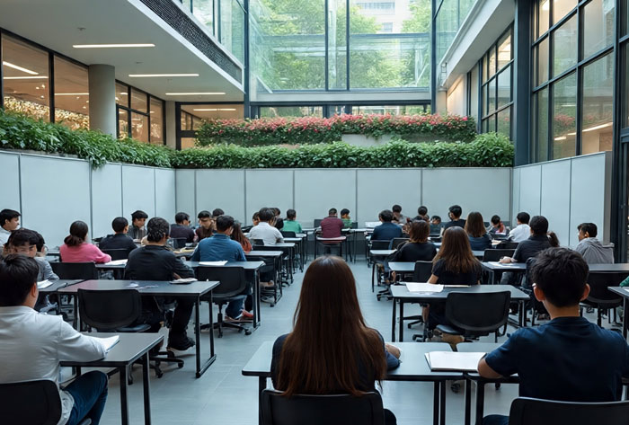 student in green house
